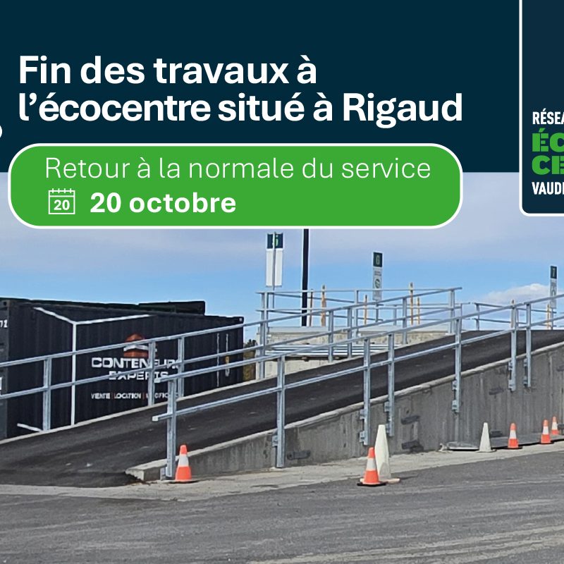 Fin des travaux de réfection à l’écocentre situé à Rigaud